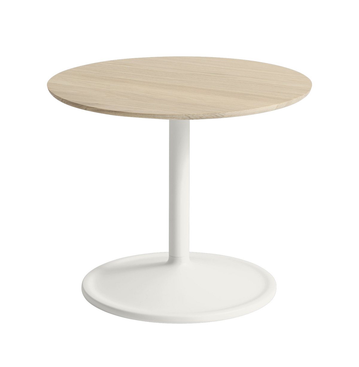Muuto Soft Side Table - Diameter 48cm - Height 40cm - Solid Oak Top - Off White Base