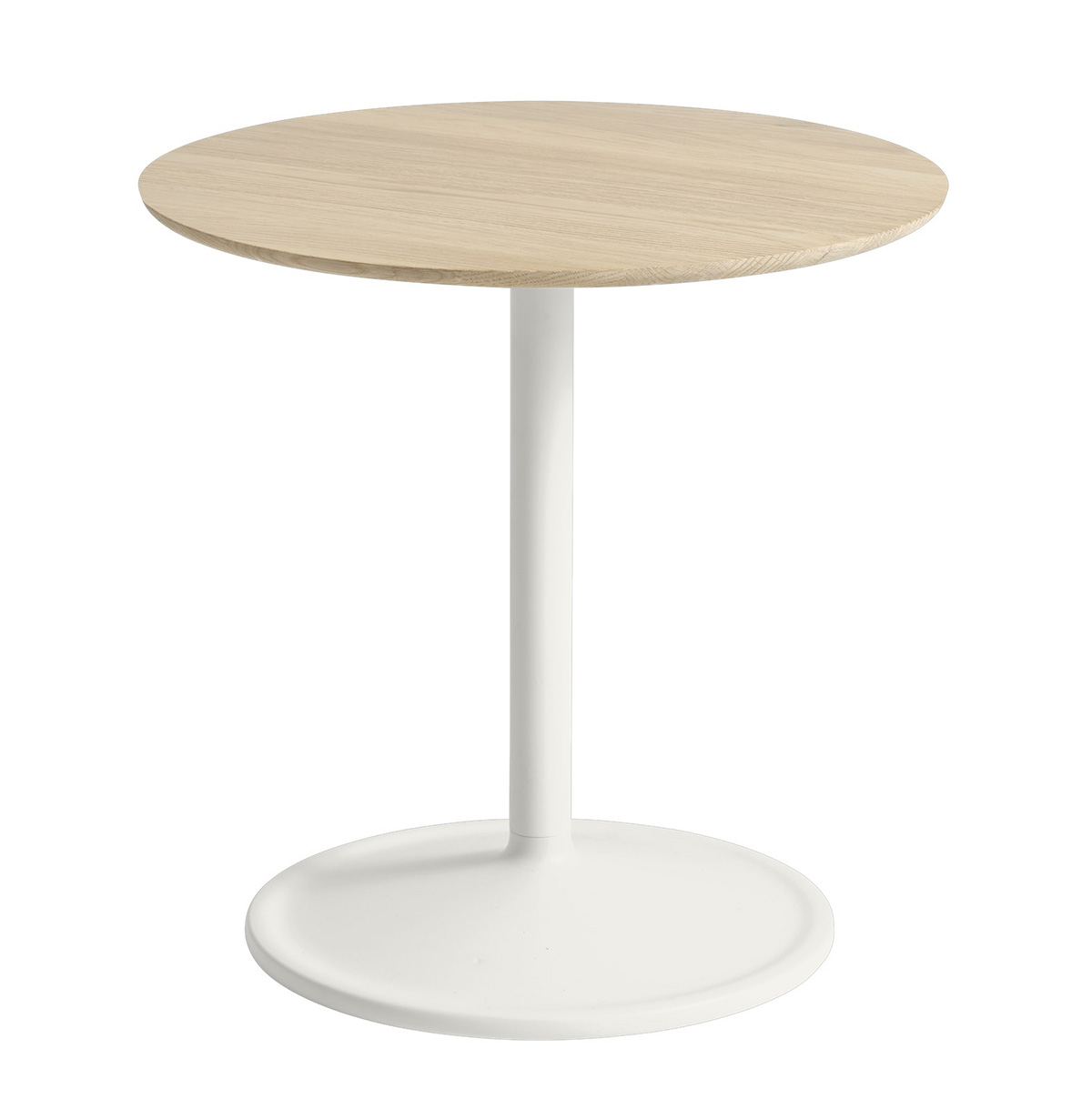 Muuto Soft Side Table - Diameter 48cm - Height 48cm - Solid Oak Top - Off White Base