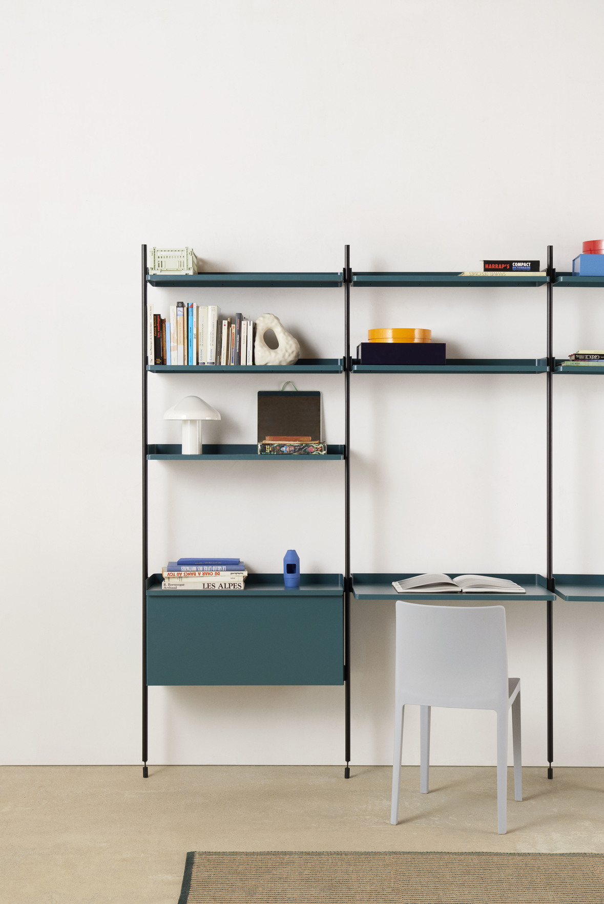 HAY Pier System 13 3 Columns Blue Powder Coated Steel Black Multifunctional