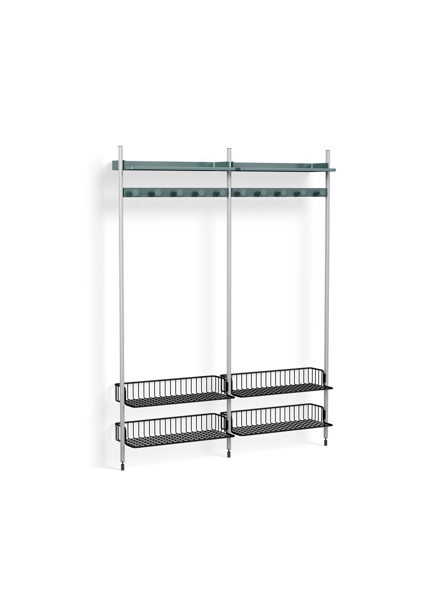 HAY Pier System 1052 2 Columns Blue Powder Coated Steel Clear Anthracite Wire Shelf