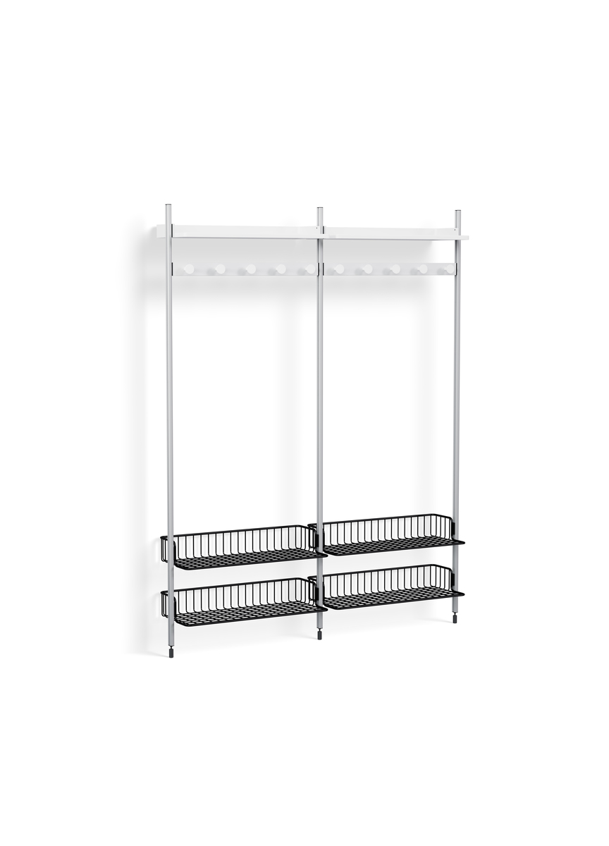 HAY Pier System 1052 2 Columns White Powder Coated Steel Clear Anthracite Wire Shelf