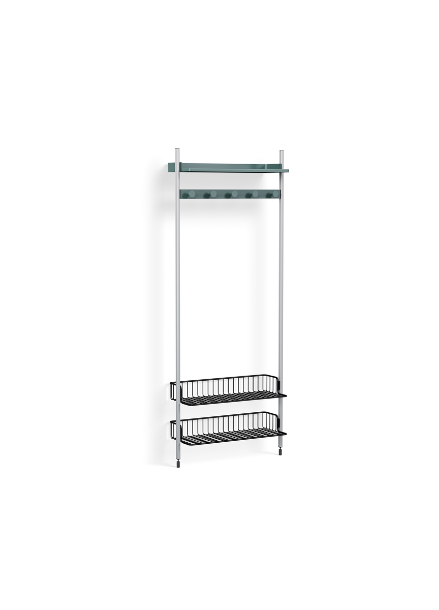 HAY Pier System 1051 1 Column Blue Powder Coated Steel Clear Anthracite Wire Shelf