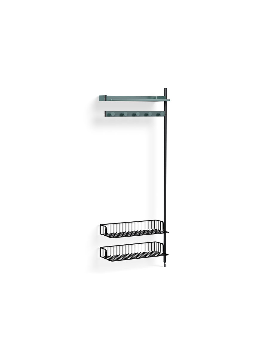 HAY Pier System 1050 Add-on Blue Powder Coated Steel Black Anthracite Wire Shelf