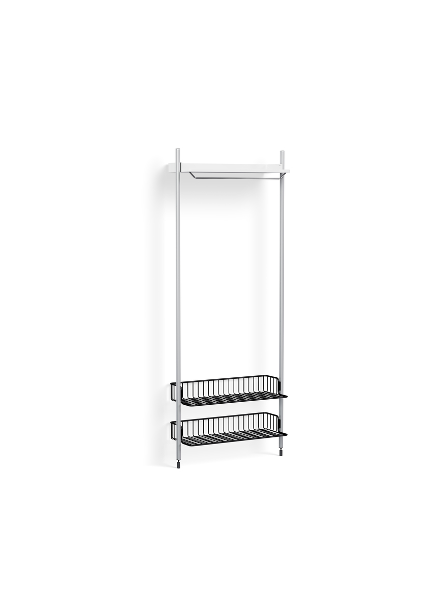 HAY Pier System 1011 1 Column White Powder Coated Steel Clear Anthracite Wire Shelf