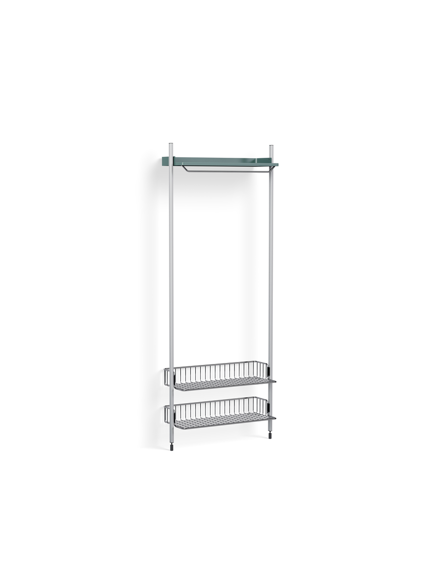 HAY Pier System 1011 1 Column Blue Powder Coated Steel Clear Chromed Wire Shelf