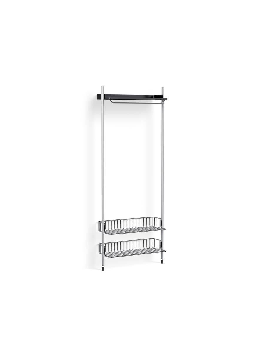 HAY Pier System 1011 1 Column Black Powder Coated Steel Black Chromed Wire Shelf