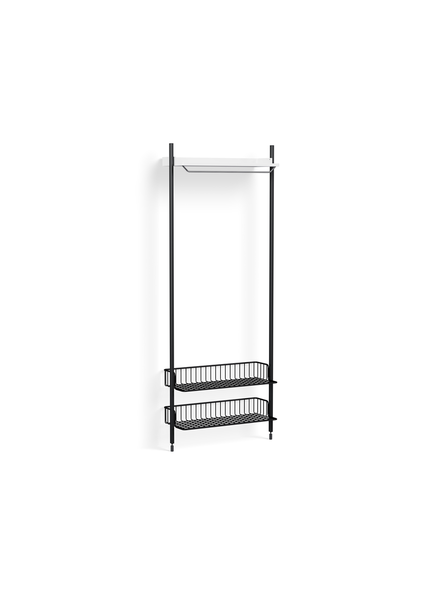 HAY Pier System 1011 1 Column White Powder Coated Steel Black Anthracite Wire Shelf