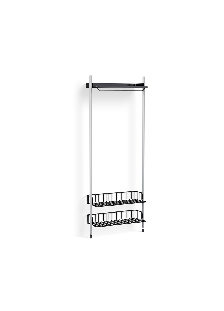 HAY Pier System 1011 1 Column Black Powder Coated Steel Clear Anthracite Wire Shelf