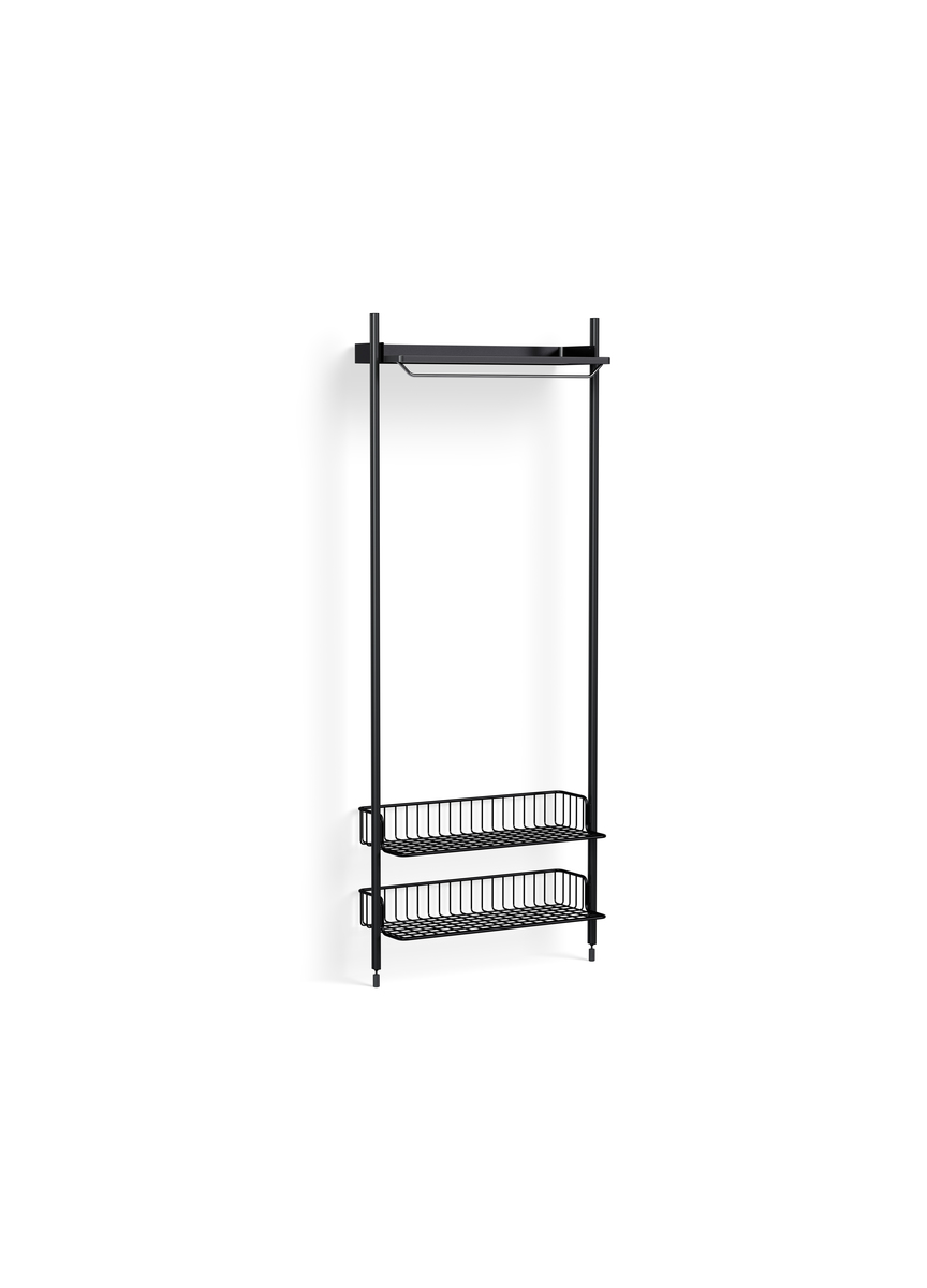 HAY Pier System 1011 1 Column Black Powder Coated Steel Black Anthracite Wire Shelf