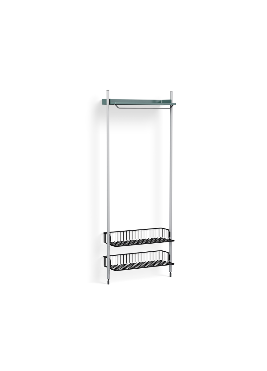HAY Pier System 1011 1 Column Blue Powder Coated Steel Clear Anthracite Wire Shelf