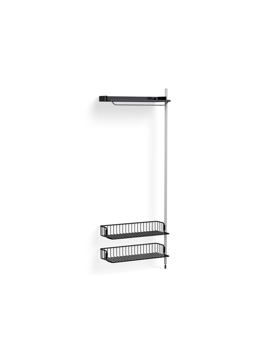 HAY Pier System 1010 Add-on Black Powder Coated Steel Clear Anthracite Wire Shelf