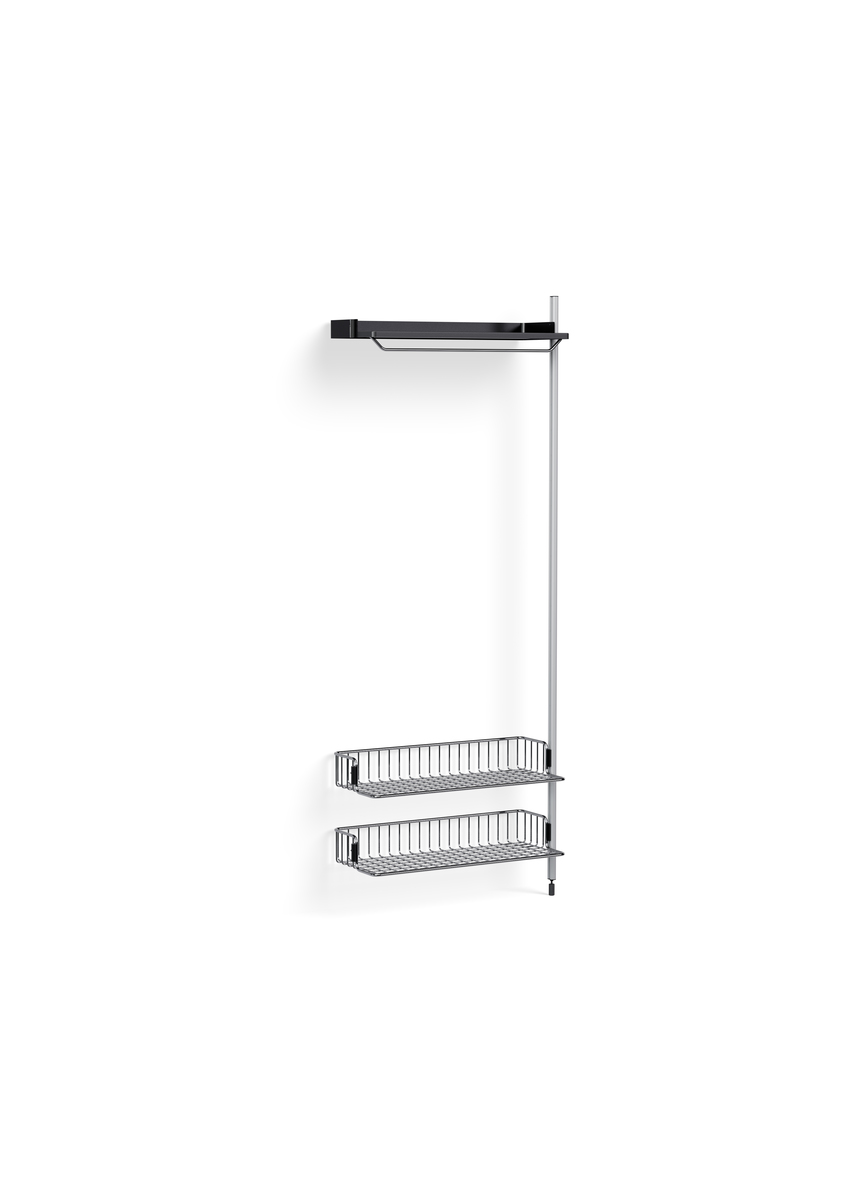 HAY Pier System 1010 Add-on Black Powder Coated Steel Clear Chromed Wire Shelf