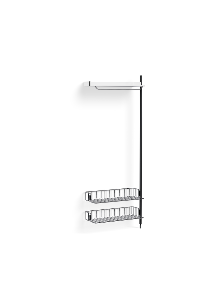 HAY Pier System 1010 Add-on White Powder Coated Steel Black Chromed Wire Shelf