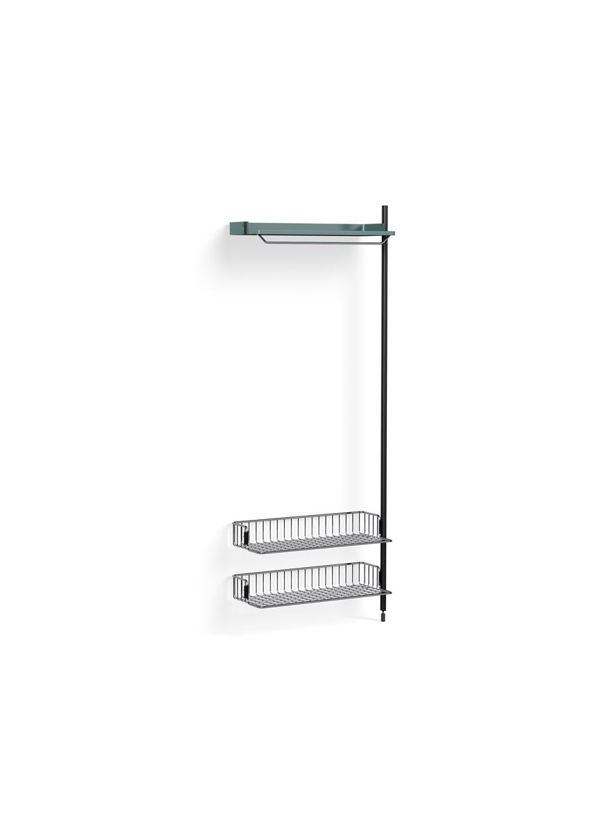 HAY Pier System 1010 Add-on Blue Powder Coated Steel Black Chromed Wire Shelf