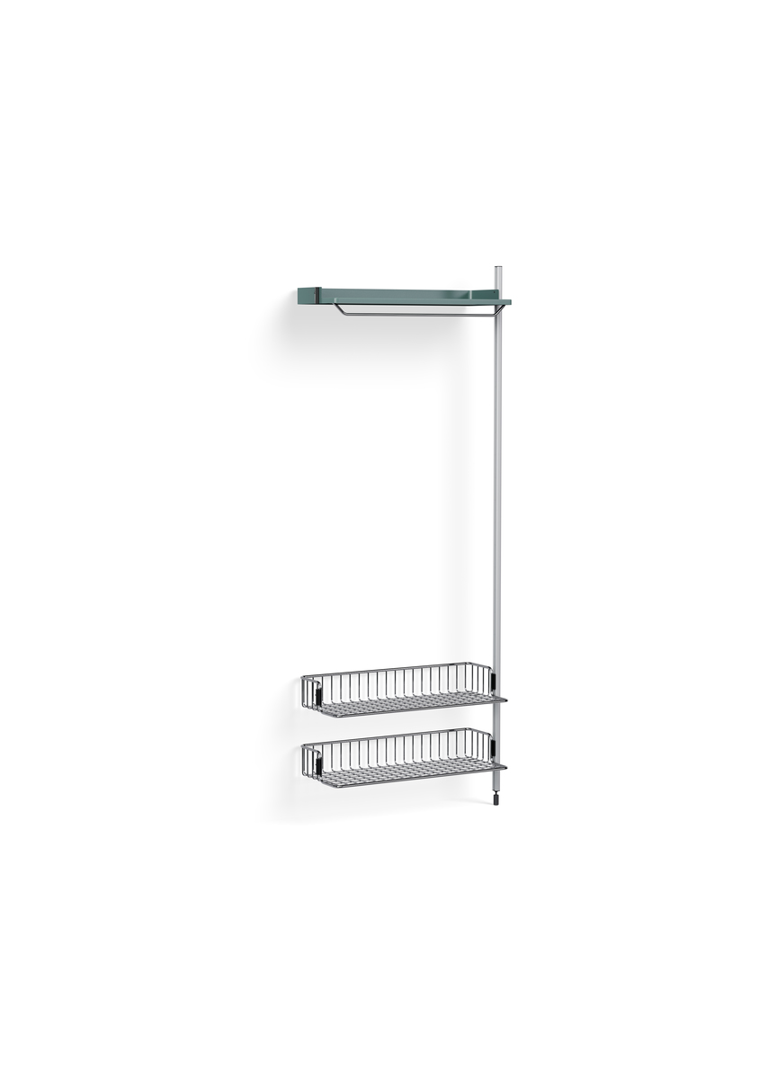 HAY Pier System 1010 Add-on Blue Powder Coated Steel Clear Chromed Wire Shelf