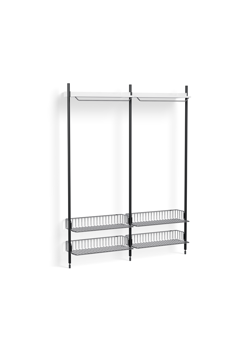 HAY Pier System 1012 2 Columns White Powder Coated Steel Black Chromed Wire Shelf