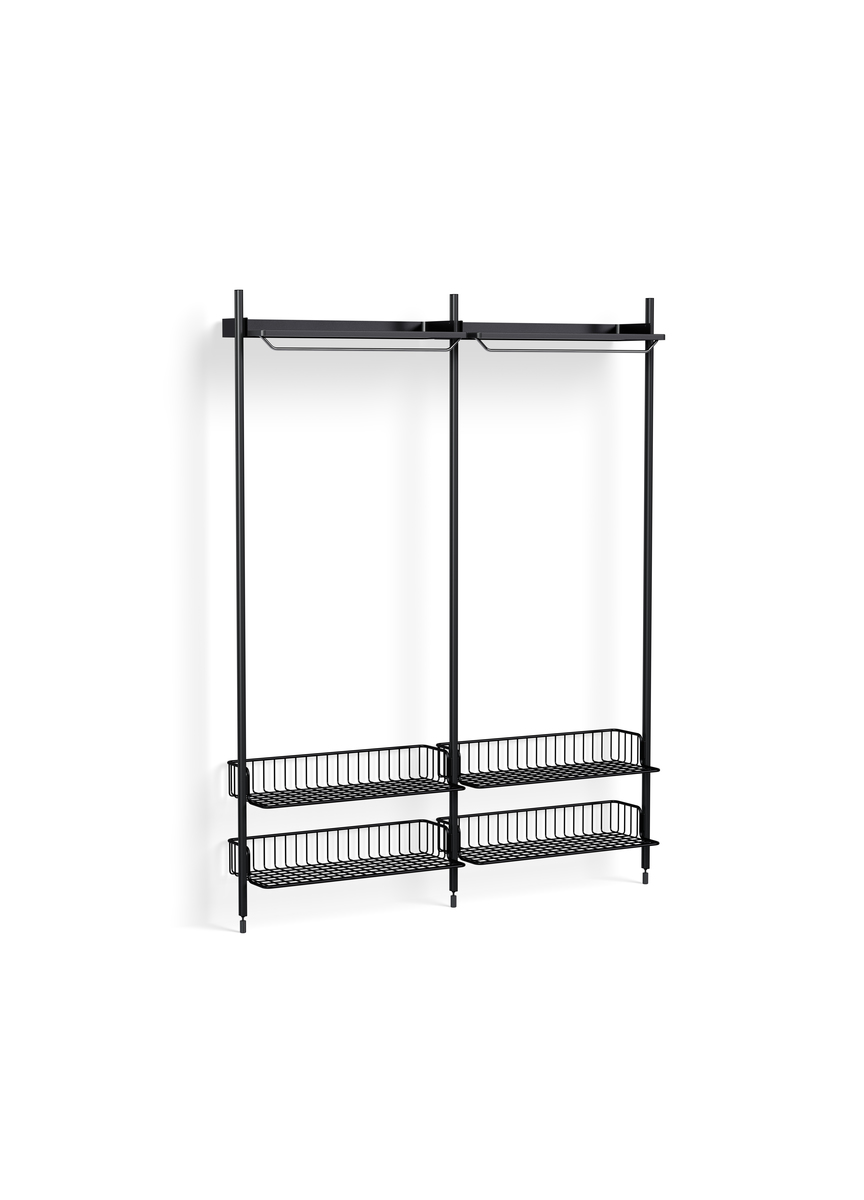 HAY Pier System 1012 2 Columns Black Powder Coated Steel Black Anthracite Wire Shelf