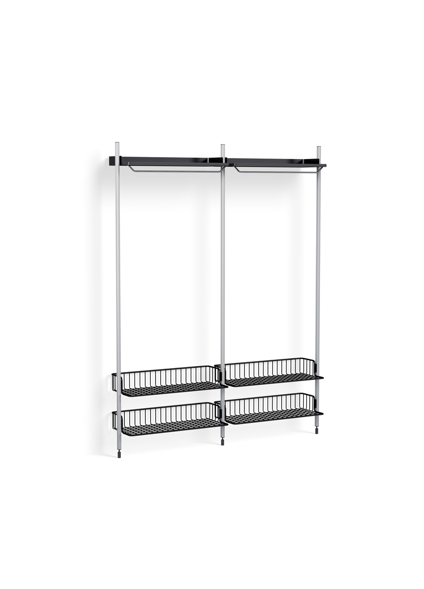 HAY Pier System 1012 2 Columns Black Powder Coated Steel Clear Anthracite Wire Shelf