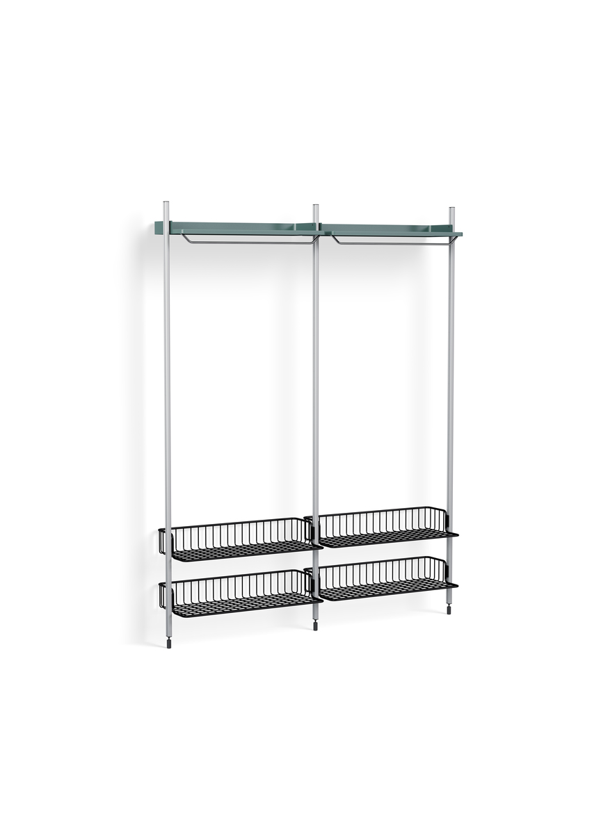 HAY Pier System 1012 2 Columns Blue Powder Coated Steel Clear Anthracite Wire Shelf