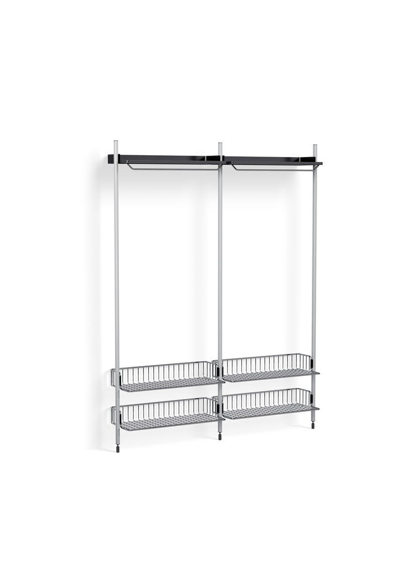 HAY Pier System 1012 2 Columns Black Powder Coated Steel Clear Chromed Wire Shelf