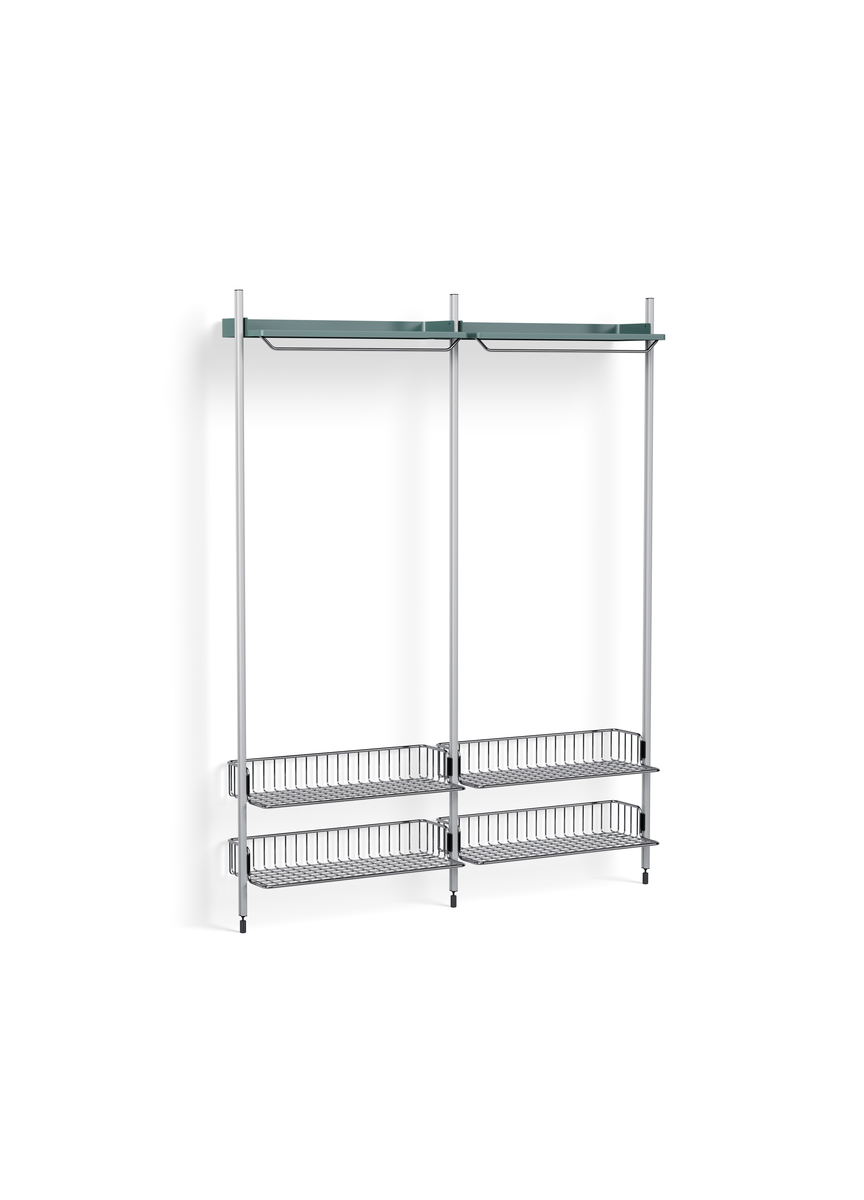 HAY Pier System 1012 2 Columns Blue Powder Coated Steel Clear Chromed Wire Shelf