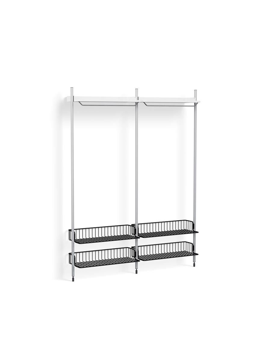 HAY Pier System 1012 2 Columns White Powder Coated Steel Clear Anthracite Wire Shelf