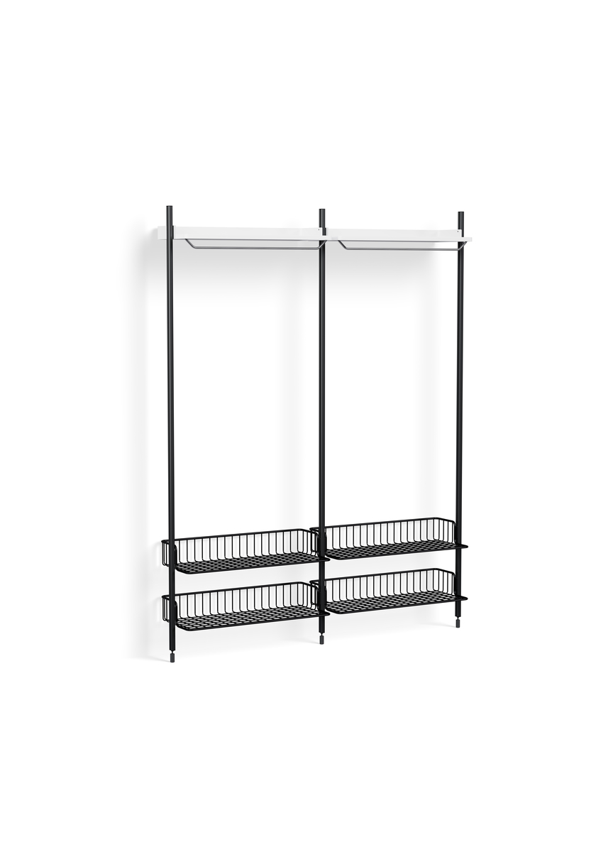 HAY Pier System 1012 2 Columns White Powder Coated Steel Black Anthracite Wire Shelf