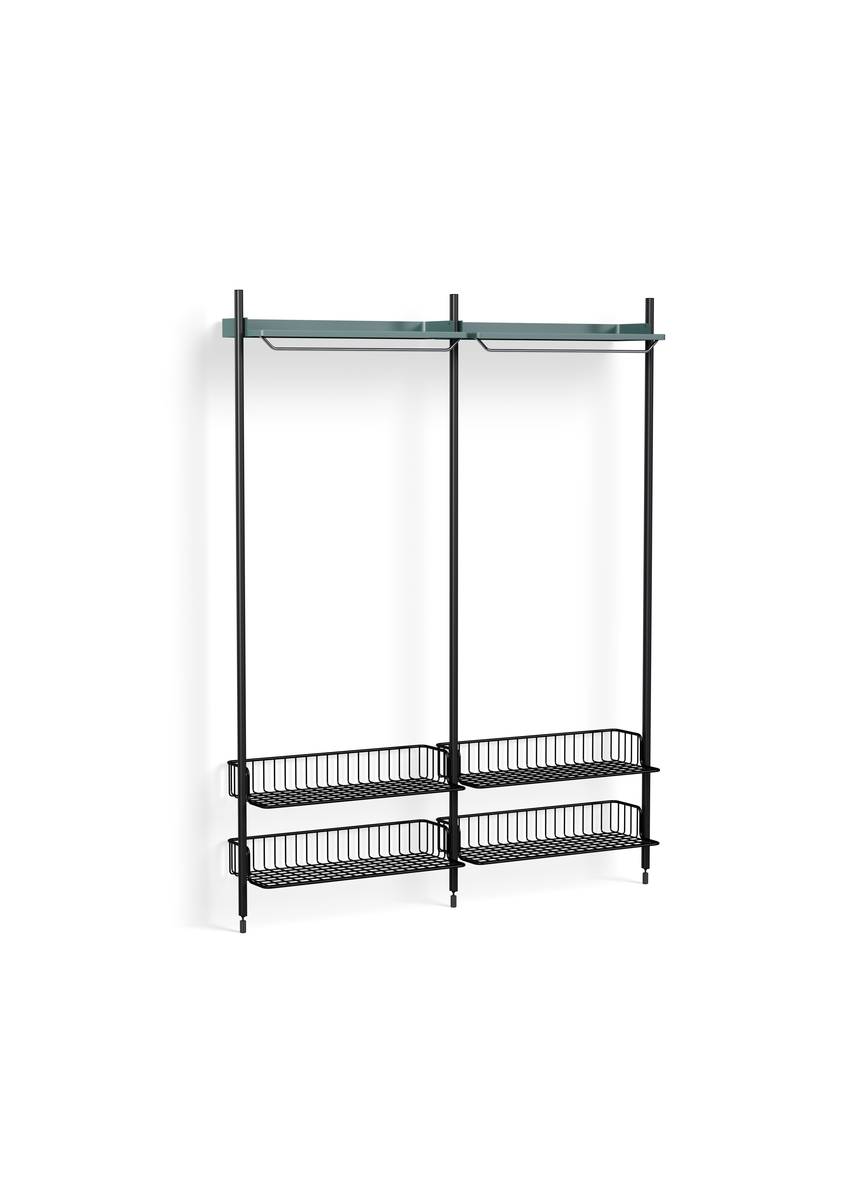 HAY Pier System 1012 2 Columns Blue Powder Coated Steel Black Anthracite Wire Shelf