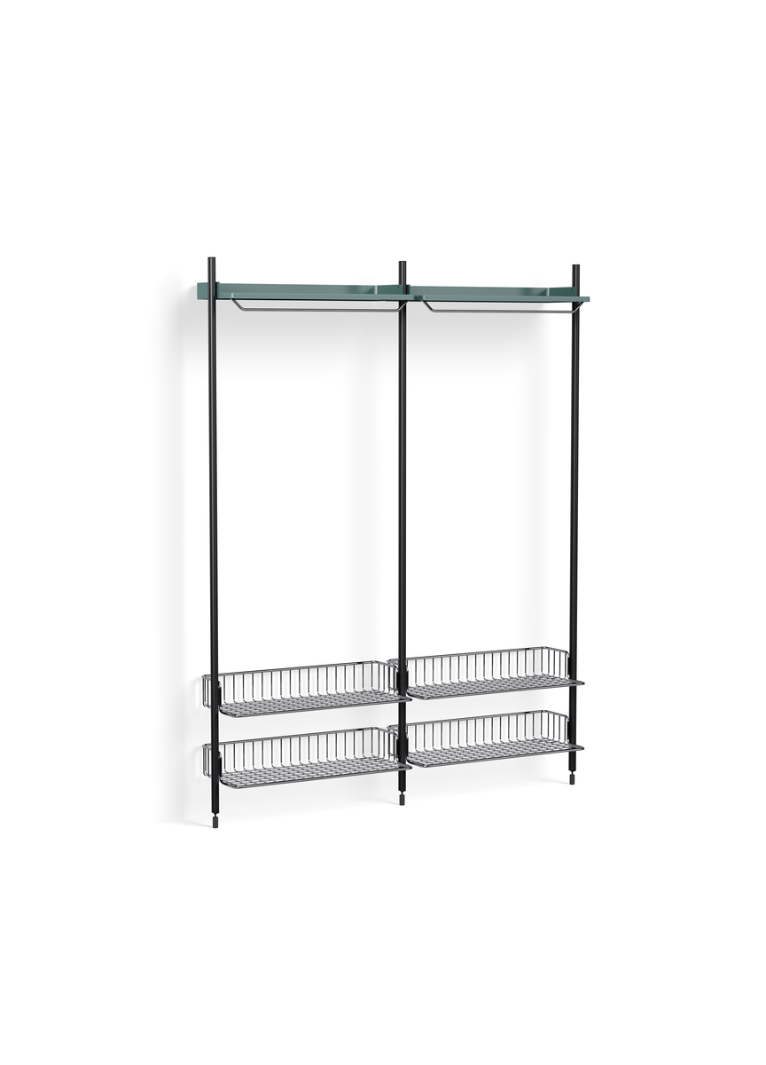 HAY Pier System 1012 2 Columns Blue Powder Coated Steel Black Chromed Wire Shelf