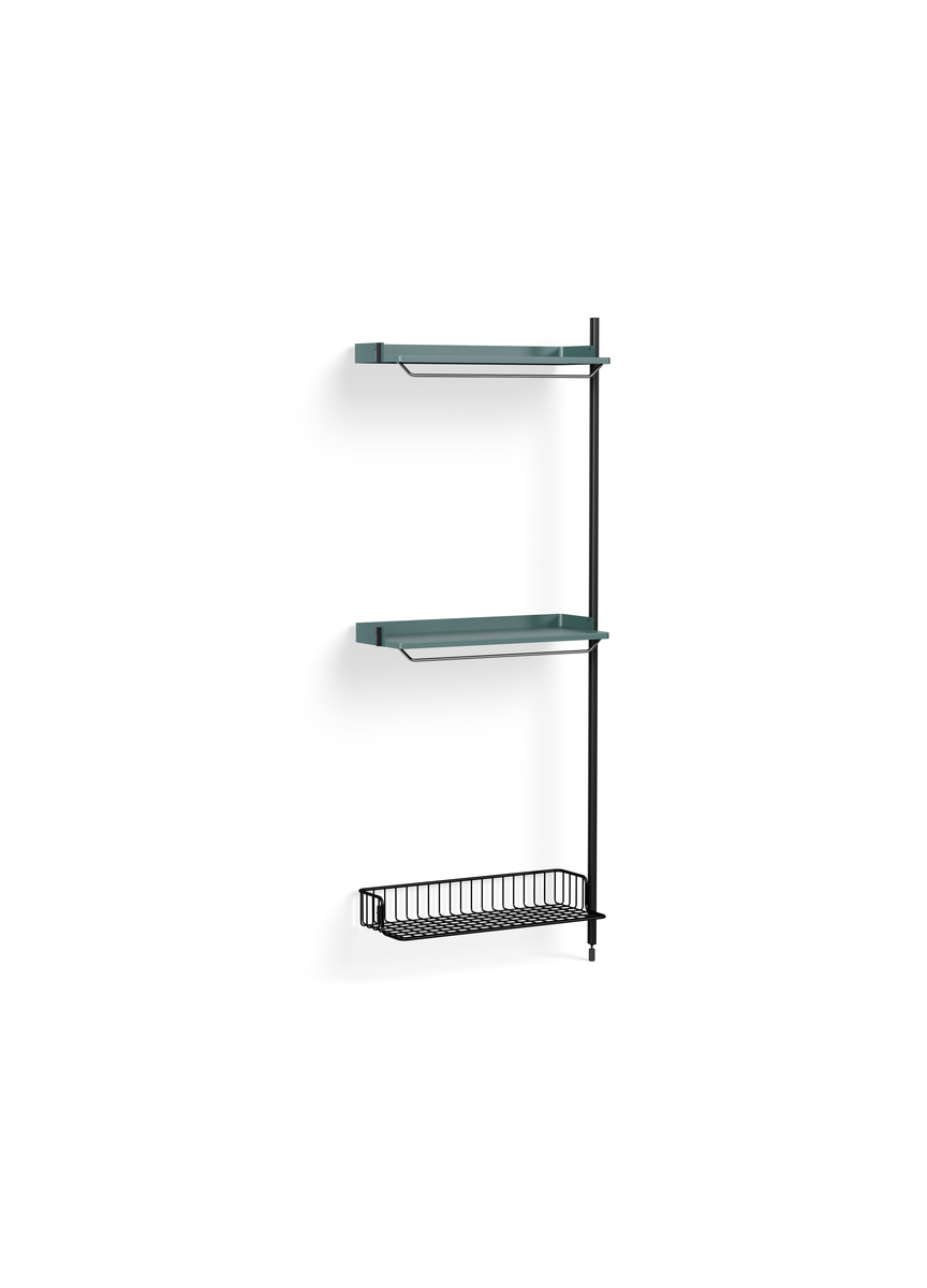 HAY Pier System 1030 Add-on Blue Powder Coated Steel Black Anthracite Wire Shelf