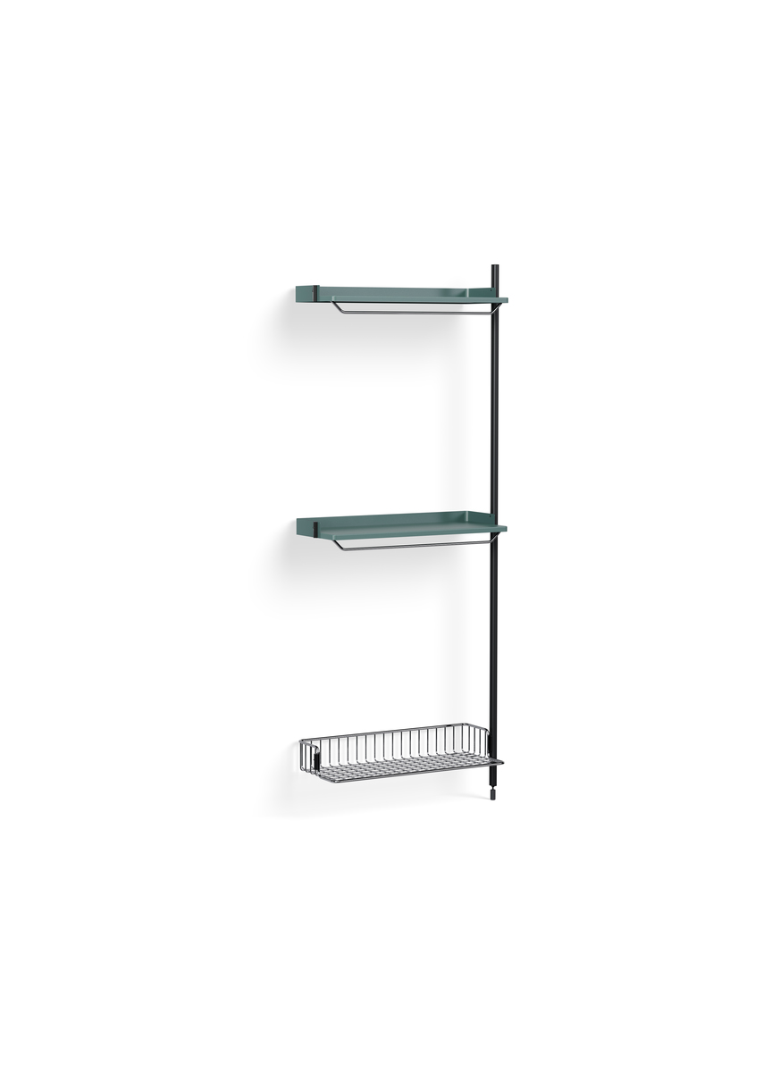 HAY Pier System 1030 Add-on Blue Powder Coated Steel Black Chromed Wire Shelf