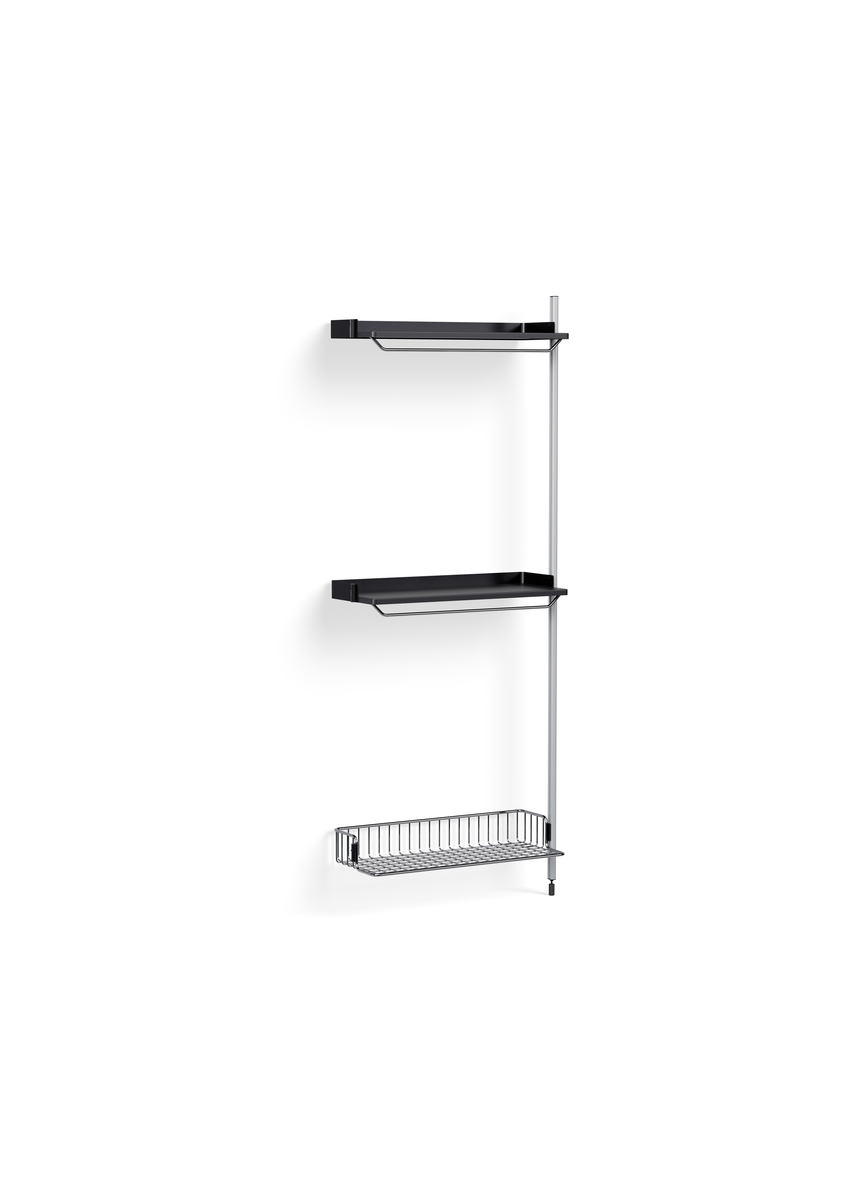 HAY Pier System 1030 Add-on Black Powder Coated Steel Clear Chromed Wire Shelf