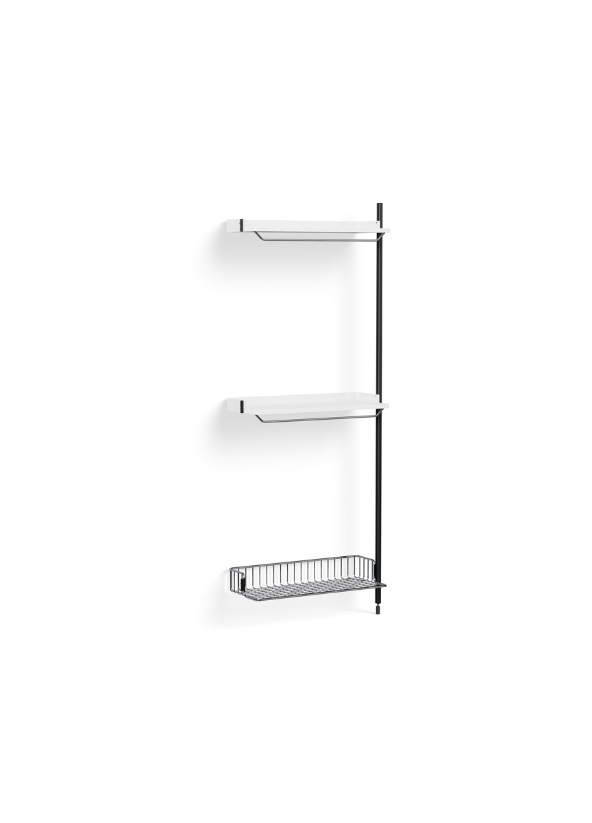 HAY Pier System 1030 Add-on White Powder Coated Steel Black Chromed Wire Shelf