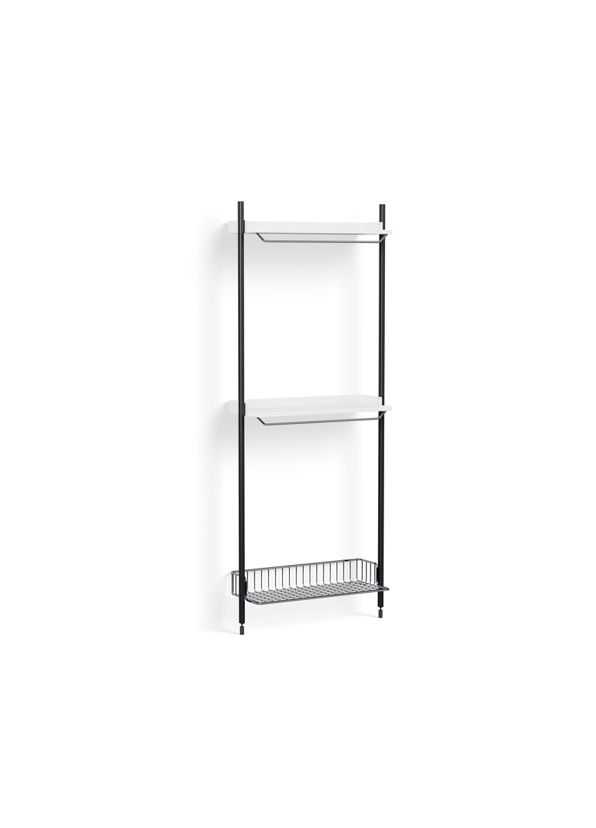 HAY Pier System 1031 1 Column White Powder Coated Steel Black Chromed Wire Shelf