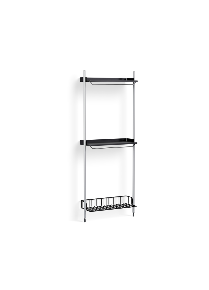 HAY Pier System 1031 1 Column Black Powder Coated Steel Clear Anthracite Wire Shelf