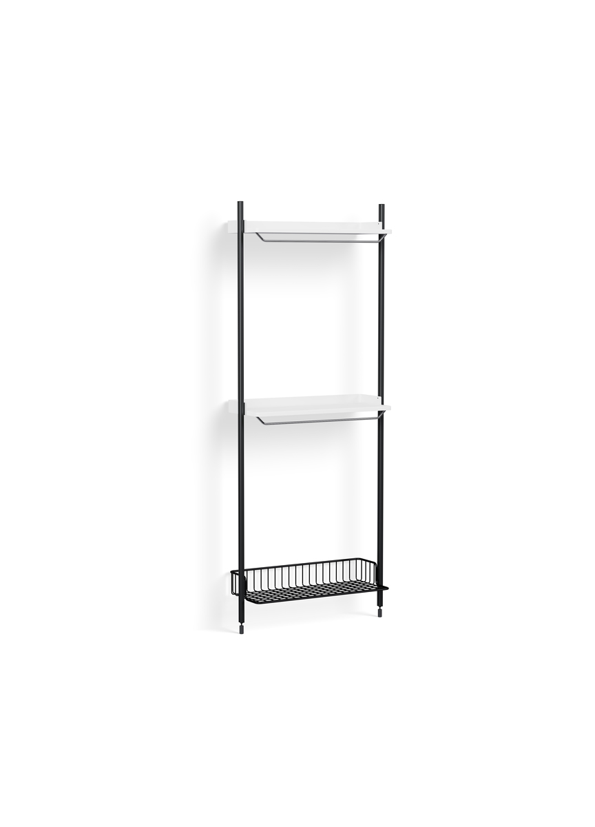HAY Pier System 1031 1 Column White Powder Coated Steel Black Anthracite Wire Shelf
