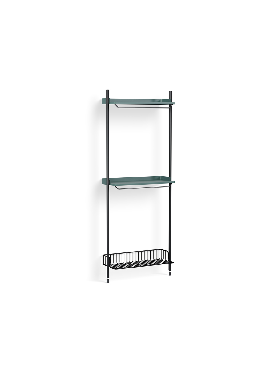 HAY Pier System 1031 1 Column Blue Powder Coated Steel Black Anthracite Wire Shelf