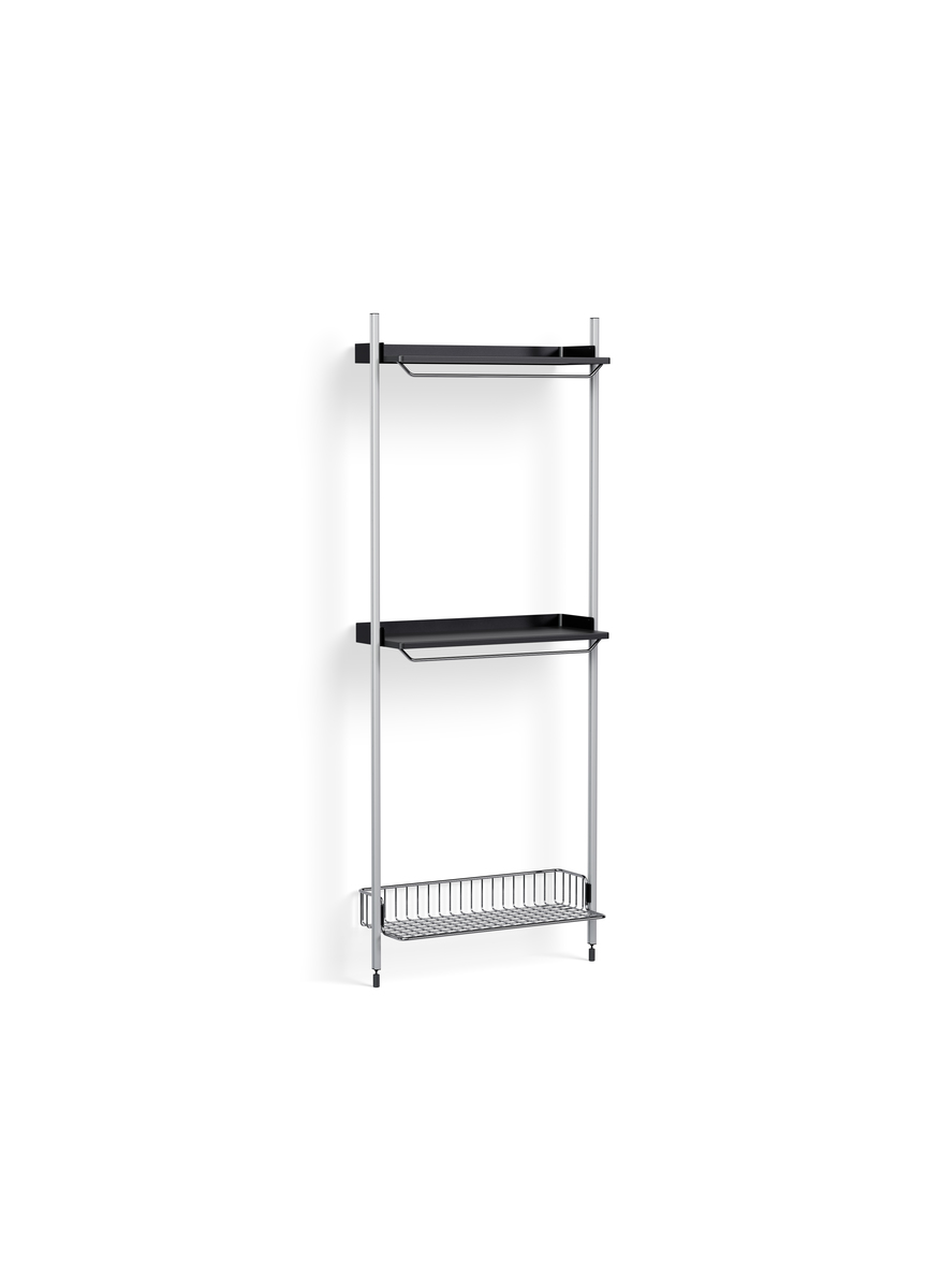 HAY Pier System 1031 1 Column Black Powder Coated Steel Clear Chromed Wire Shelf