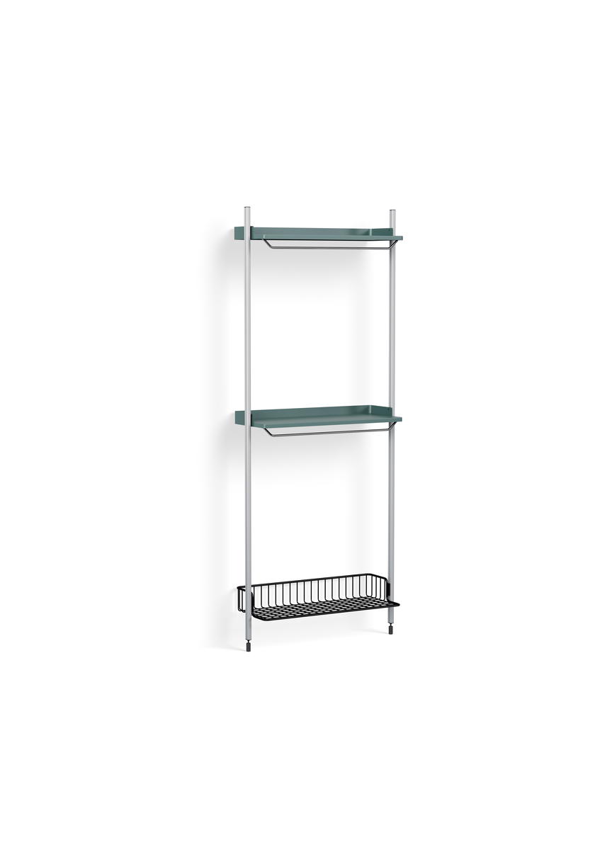 HAY Pier System 1031 1 Column Blue Powder Coated Steel Clear Anthracite Wire Shelf