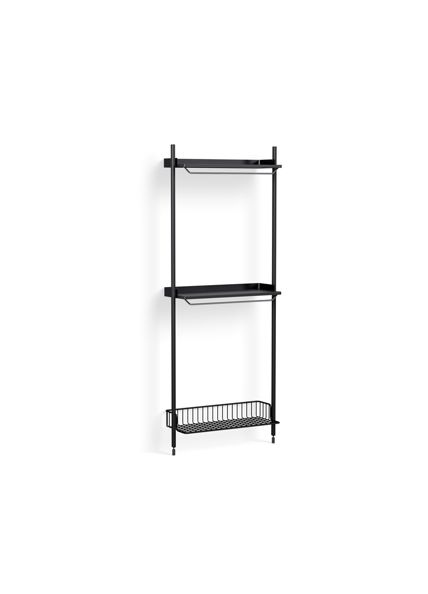 HAY Pier System 1031 1 Column Black Powder Coated Steel Black Anthracite Wire Shelf