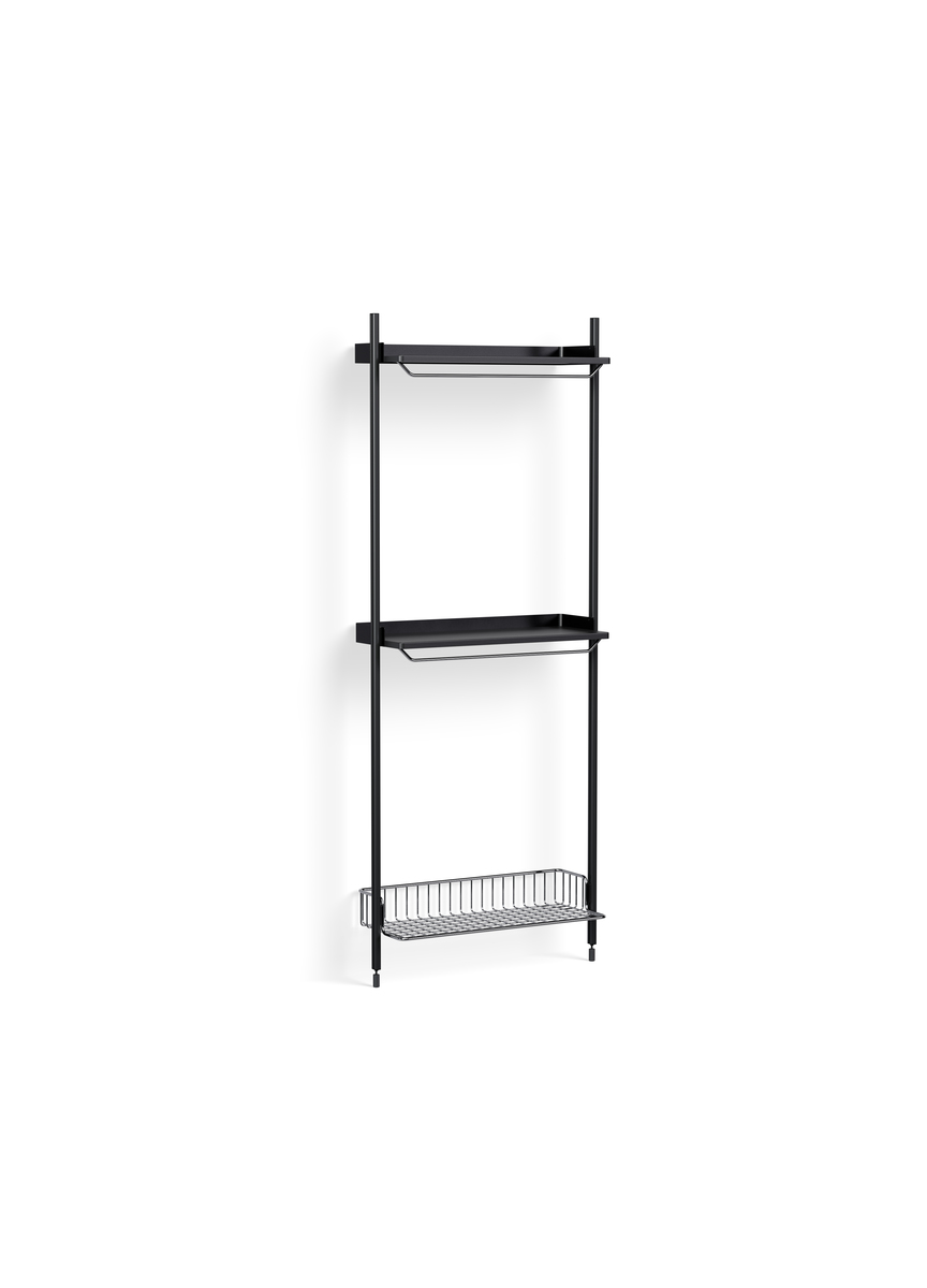 HAY Pier System 1031 1 Column Black Powder Coated Steel Black Chromed Wire Shelf