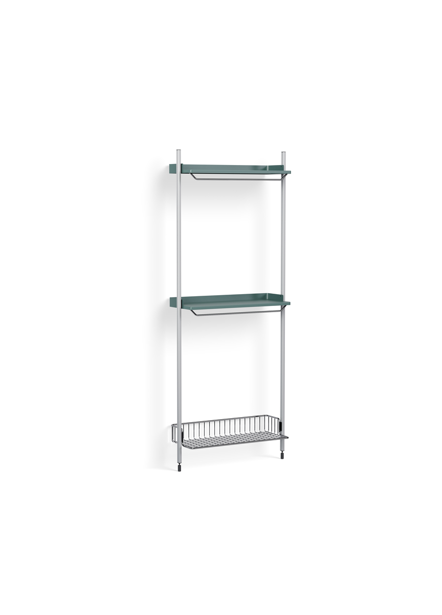 HAY Pier System 1031 1 Column Blue Powder Coated Steel Clear Chromed Wire Shelf