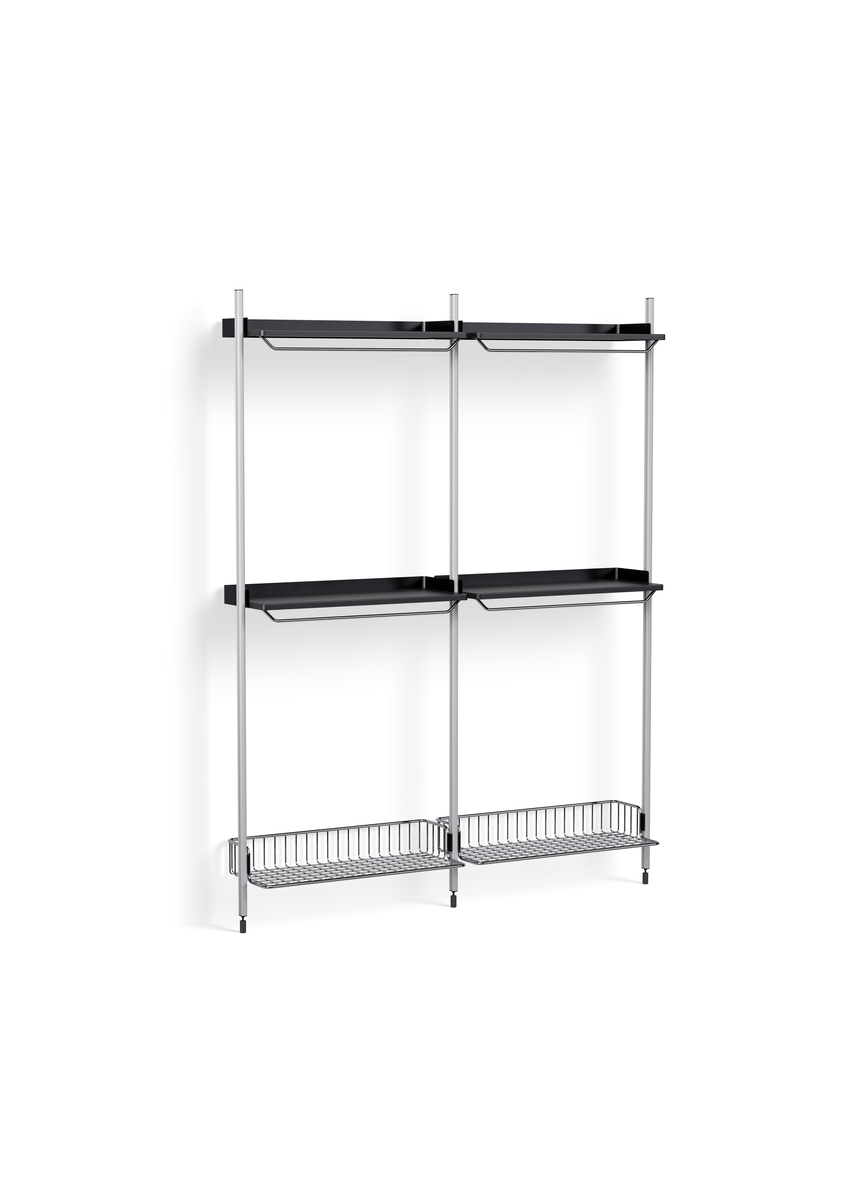 HAY Pier System 1032 2 Columns Black Powder Coated Steel Clear Chromed Wire Shelf