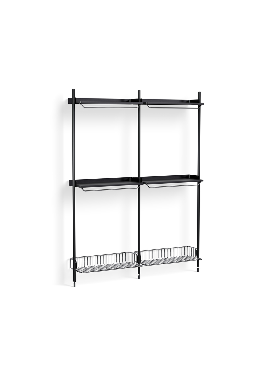 HAY Pier System 1032 2 Columns Black Powder Coated Steel Black Chromed Wire Shelf