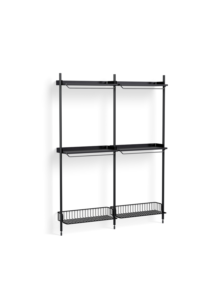 HAY Pier System 1032 2 Columns Black Powder Coated Steel Black Anthracite Wire Shelf