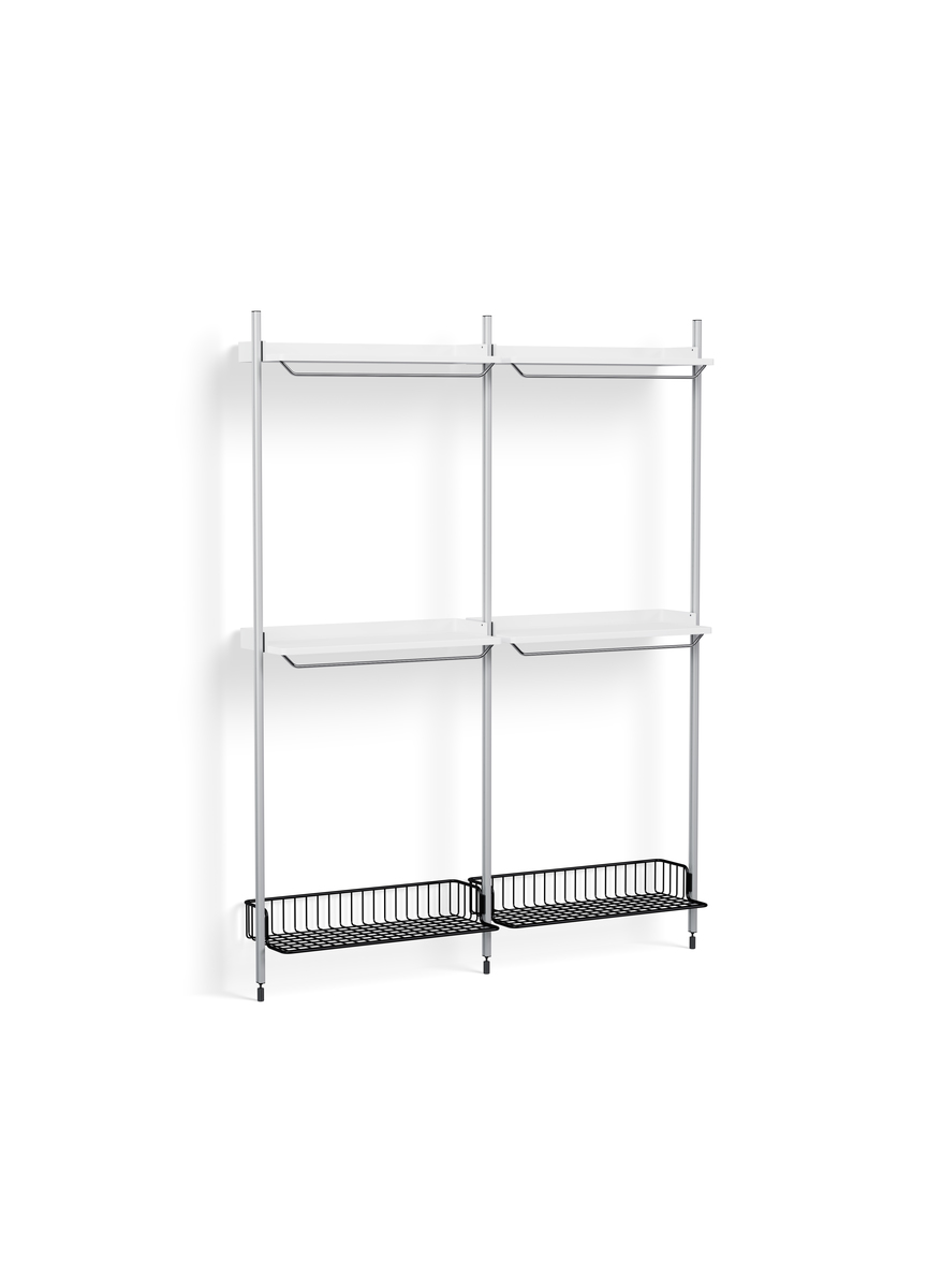 HAY Pier System 1032 2 Columns White Powder Coated Steel Clear Anthracite Wire Shelf