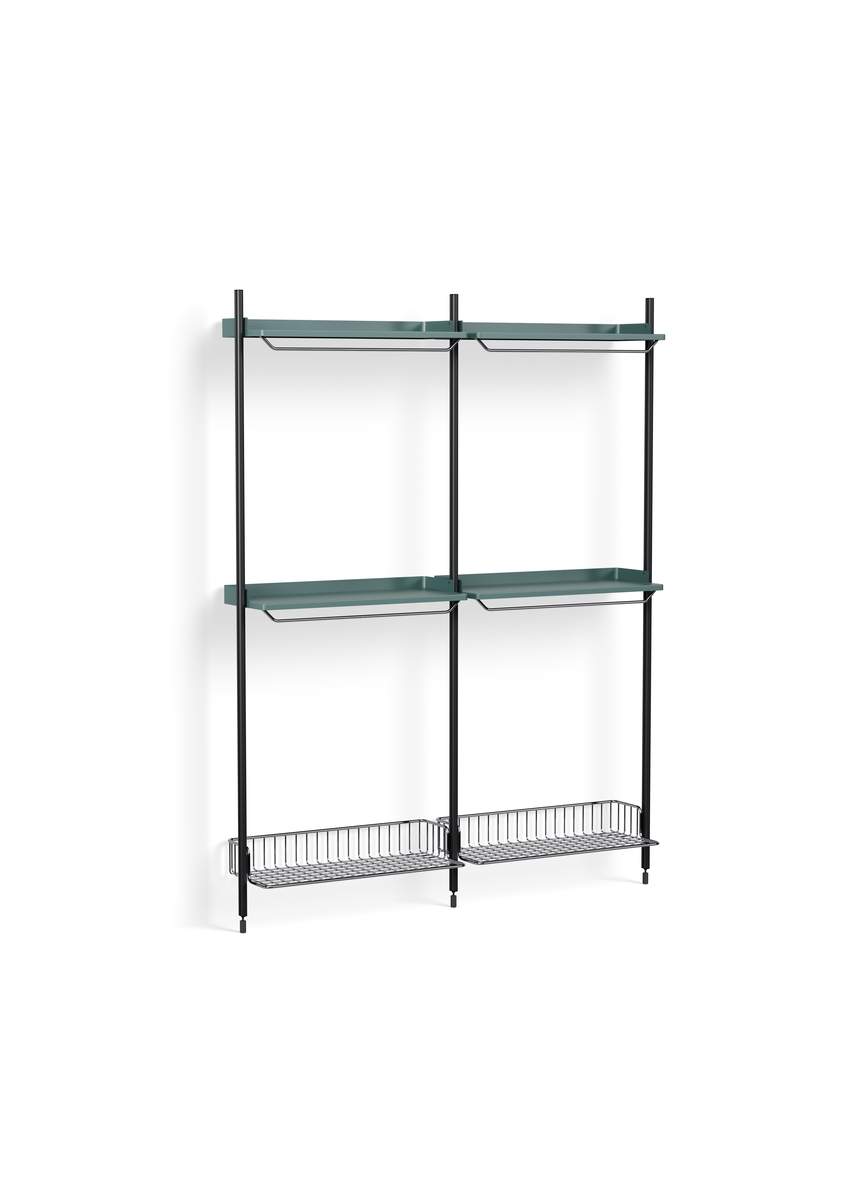 HAY Pier System 1032 2 Columns Blue Powder Coated Steel Black Chromed Wire Shelf