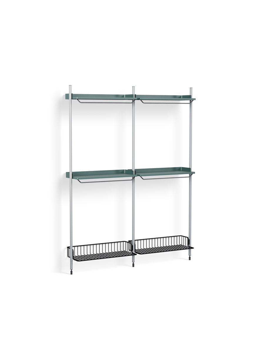 HAY Pier System 1032 2 Columns Blue Powder Coated Steel Clear Anthracite Wire Shelf