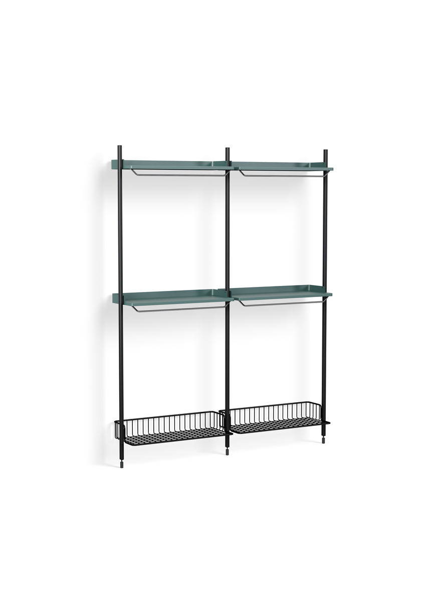 HAY Pier System 1032 2 Columns Blue Powder Coated Steel Black Anthracite Wire Shelf