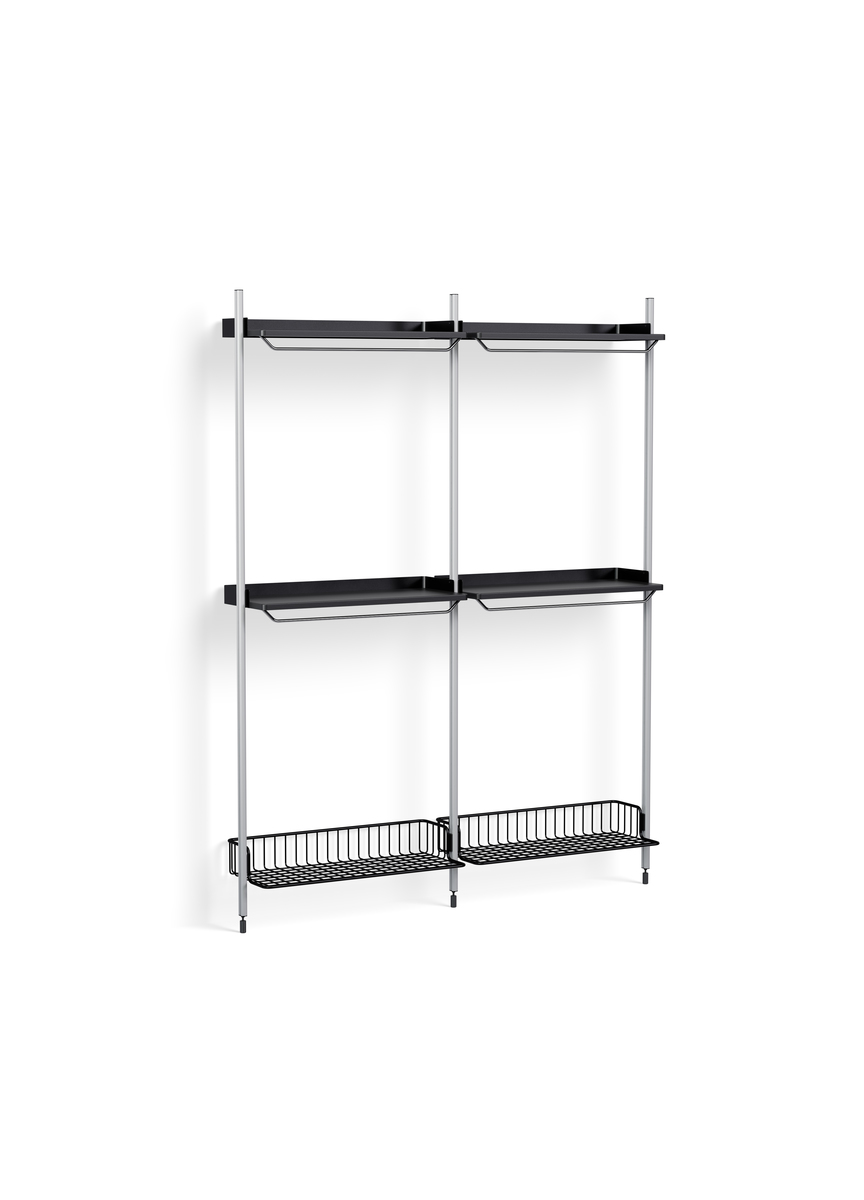 HAY Pier System 1032 2 Columns Black Powder Coated Steel Clear Anthracite Wire Shelf